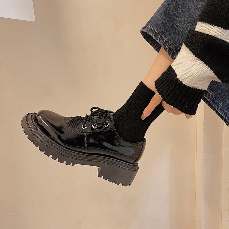 Giày Lười Đế Dày Khóa Cài Màu Đen Thời Trang Cho Nữ