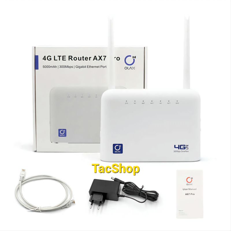 Bộ Phát Wifi 4G LTE Olax AX7 Pro sử dụng điện trực tiếp + Pin 5000mAh đi kèm, hỗ trợ 4 cổng LAN , kết nối 32 thiết bị...