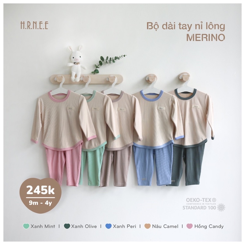 Bộ nỉ lông 2p hrnee cho bé trai gái