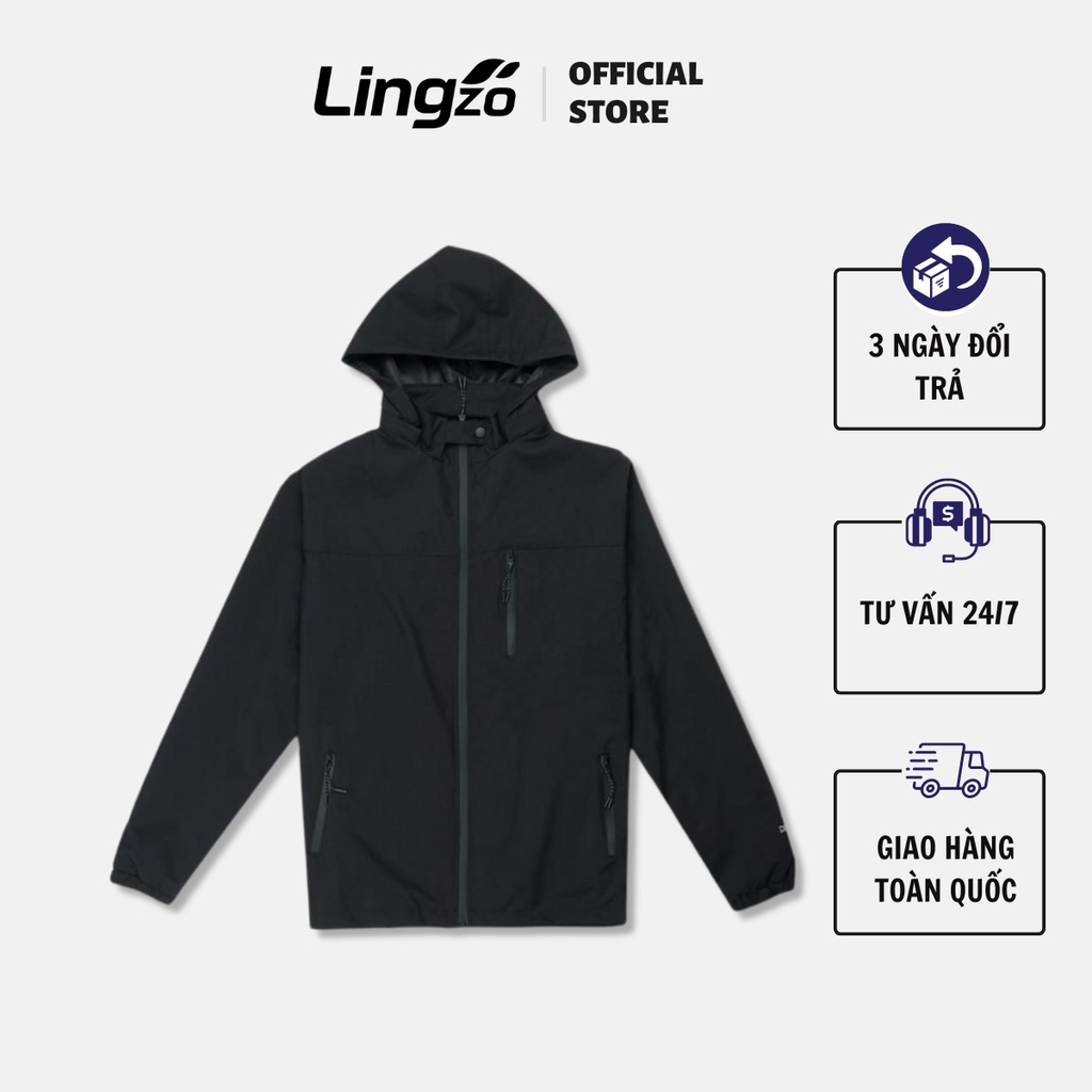 Áo khoác gió LINGZO cao cấp áo khoác tráng bạc 2 lớp chống nước cản gió kháng bụi nam nữ đều mặc được màu Đen