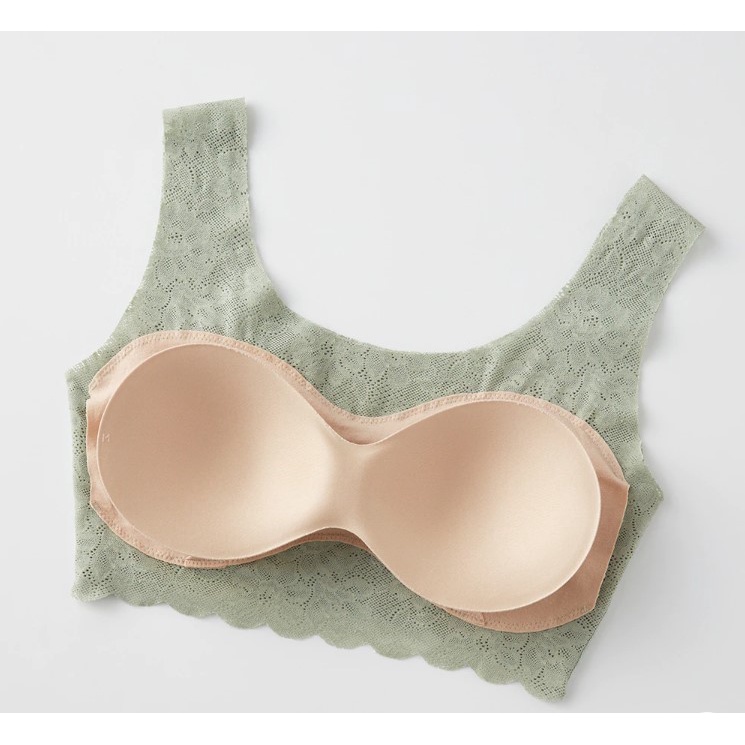 Áo lót nữ ren Halftop Cherish Moon Gunze TC4855 không gọng, không đường viền, không móc cài nội địa Nhật