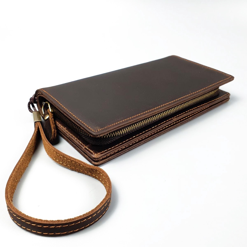 Ví cầm tay nam nữ da bò thật CL129VB   - 100% da bò thật, BH 3 năm