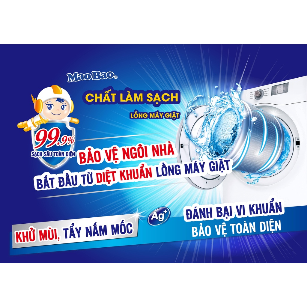 Combo 2 Hộp Chất Vệ Sinh Lồng Máy Giặt Mao Bao 306g + Tặng 01 Hộp Chất Làm Sạch Bình Đun Nước 25g x1 gói