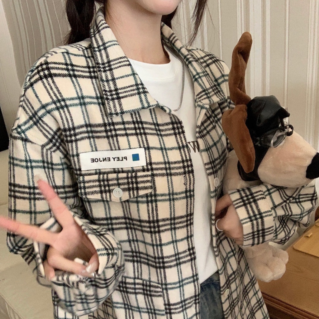 Áo sơ mi nữ SUXI dài tay họa tiết caro thời trang