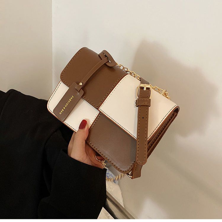 Túi Đeo Chéo Hình Vuông Nhỏ Màu Trắng Đen Phong Cách Hàn Quốc Thời Trang Cho Nữ