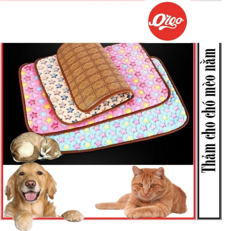 Orgo- Thảm cho chó mèo Chăn mền thú cưng bằng vải nhung ấm áp có 2 mặt cho mùa đông và mùa hè (3 màu)