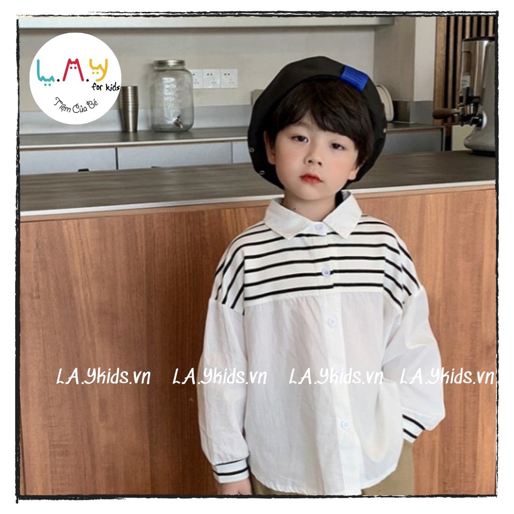Áo Đôi Sơmi Bé Trai Áo Váy Bé Gái Cải Kẻ Đen Trắng L.A.Y kids