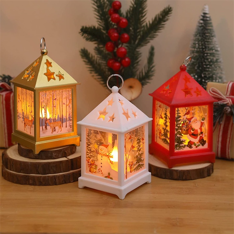 Đèn Lồng LED Hình Ông Già Noel / Người Tuyết Dùng Trang Trí Cây Thông Giáng Sinh