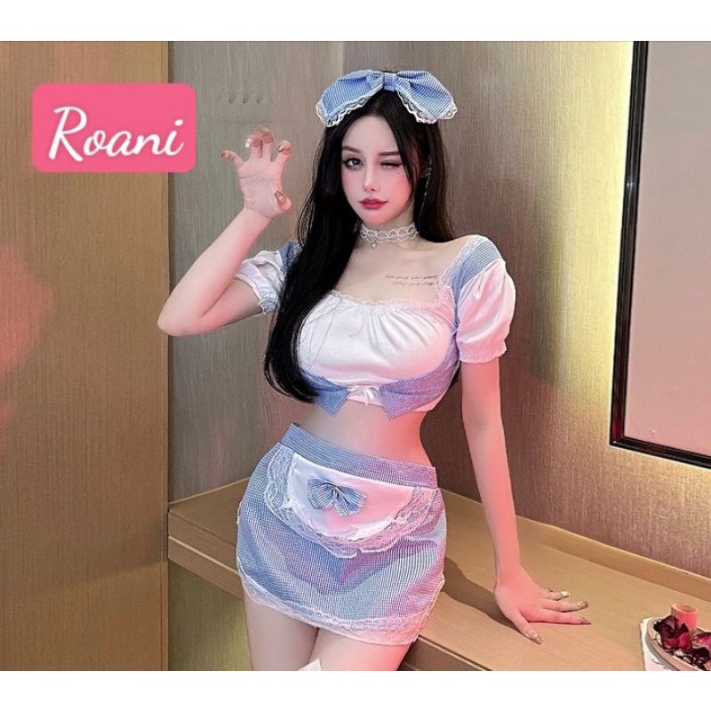(kèm video thật+ảnh thật) Bộ váy cosplay người hầu sexy cột nơ/ đồ ngủ sexy quyến rũ