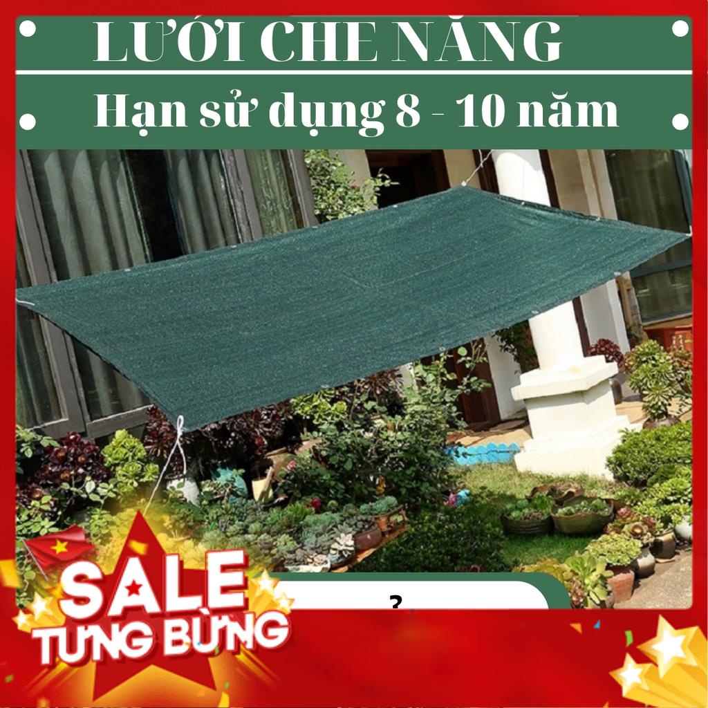 Lưới Che Nắng Nam Việt - Kích Thước 2x4 - Màu Xanh Rêu - May Viền Đóng Khoen Sẵn