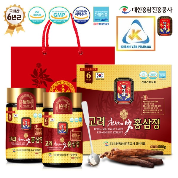 CAO THIÊN HỒNG SÂM HÀN QUỐC - MYEONG KI SAM - Hộp 2 lọ (745kcal)x 250g - KOREA MILLENARY LIGHT RED GINSENG EXTRACT