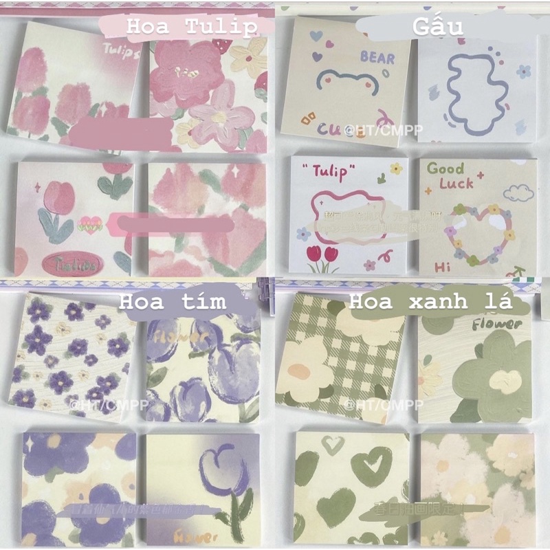 Giấy nhớ ghi chép có keo dán dễ thương nhiều hình