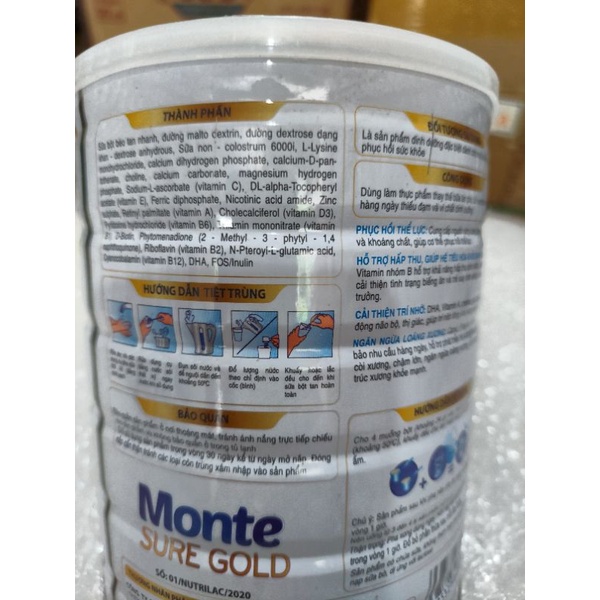 Sữa monte sure golg 850g/data th10/2024