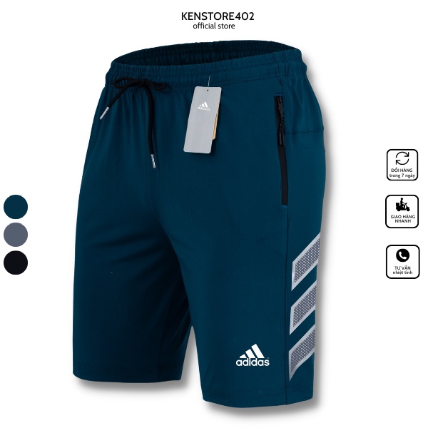 Quần short thun thể thao nam, quần đùi nam thun lạnh das phối sườn, 03 túi khóa kéo chắc chắn - Q132