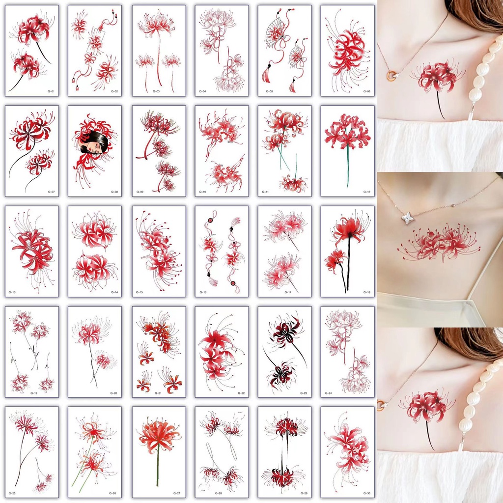 Miếng Dán Hình Xăm Cỡ Lớn Chống Thấm Nước Lâu Trôi Họa Tiết Hoa Hồng Và Bướm Độc Đáo