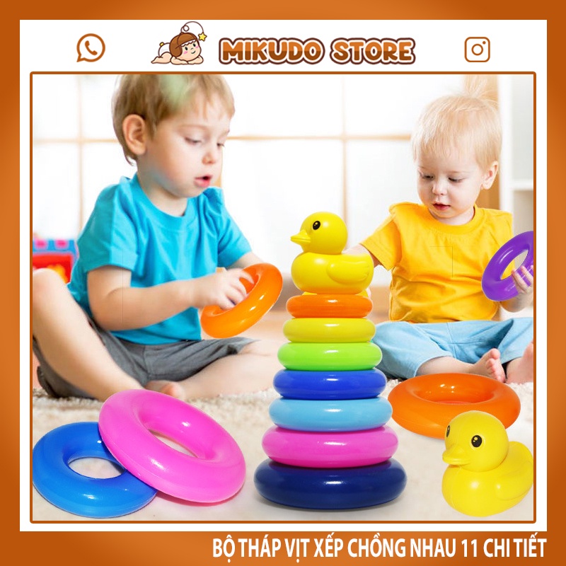 Đồ chơi trẻ em bộ tháp vịt xếp chồng nhau 11 chi tiết cho bé trai bé gái phát triển tư duy vận động MIKUDO STORE MD11