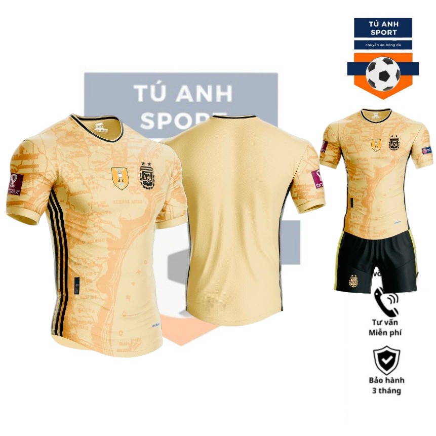 Bộ Quần Áo Đội Tuyển Quốc Gia Argentina Màu Nâu Chất Thun Thái