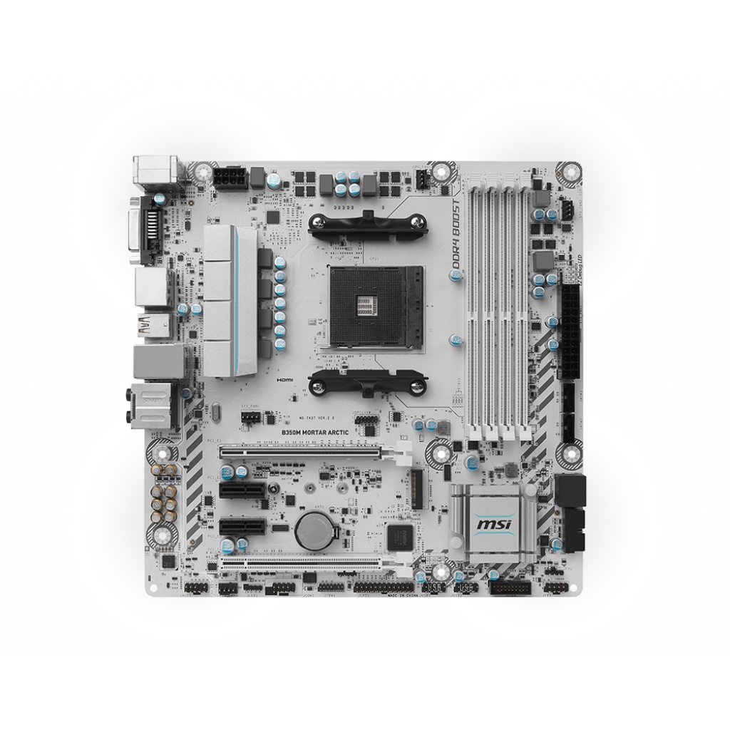 Mainboard MSI B350M MORTAR ARCTIC hàng qua sử dụng. Bo mạch chủ MSI B350M MORTAR ARCTIC