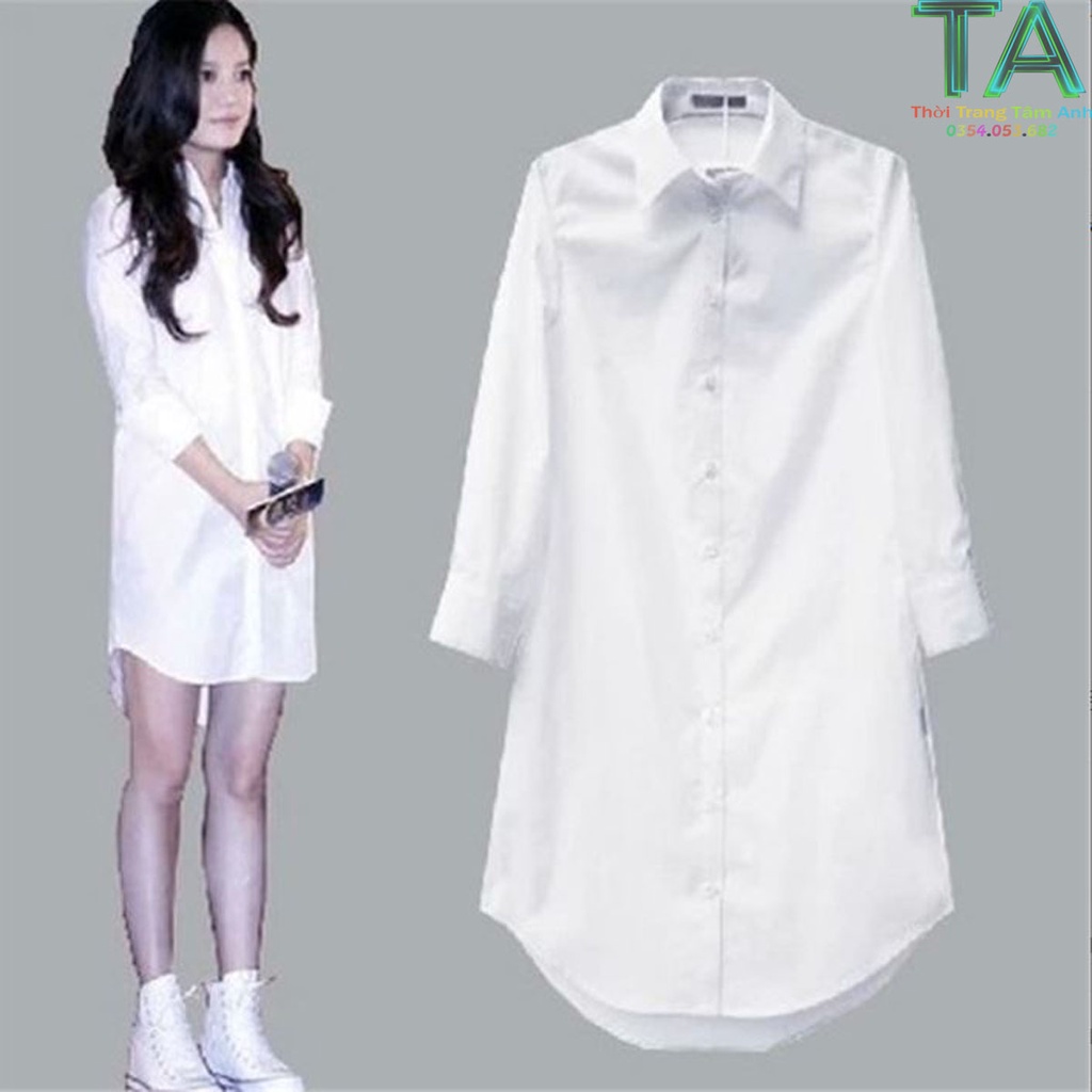Sơ mi nữ dài rộng rãi phong cách trẻ trung (Tâm Anh_ Thời Trang Sỉ Lẻ)