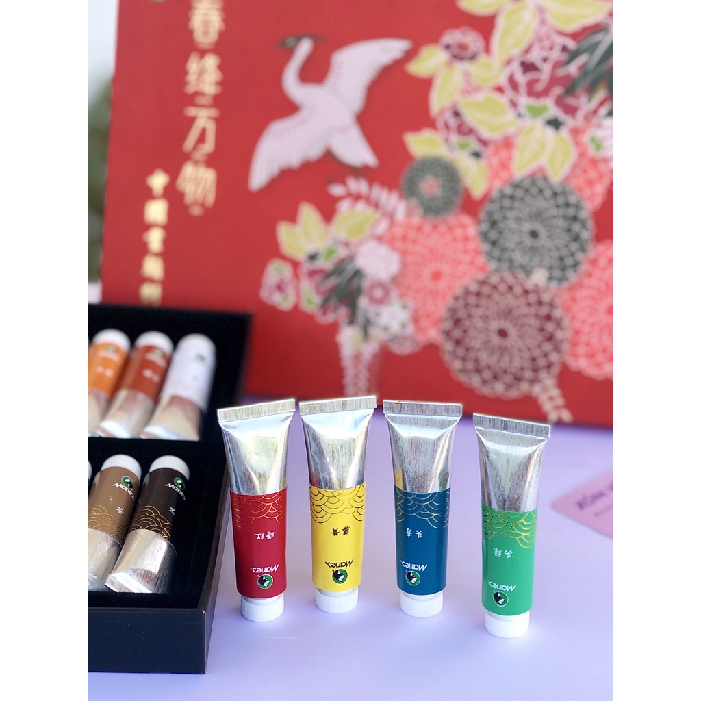 [XÓM VẼ-CAO CẤP] Bộ màu nước thuỷ mặc truyền thống, tuýp 9ml - hãng Maries