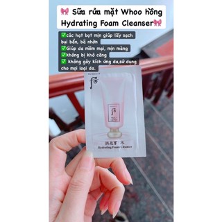 1 gói 2ml sữa rửa mặt Whoo hồng thanh lọc thải độc cấp nước làm sạch sâu không gây khô căng da gói 2ml