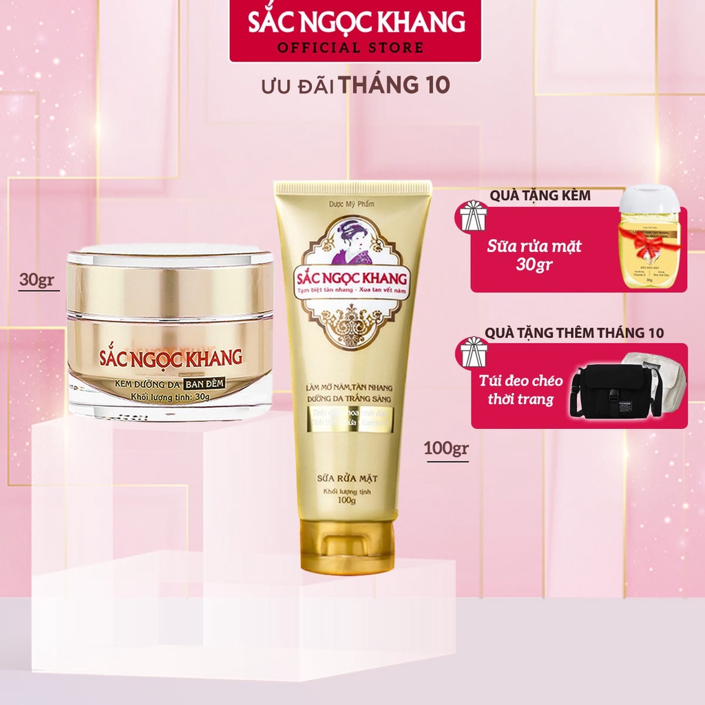 Bộ đôi dưỡng da cơ bản 2 [Kem dưỡng da ban đêm Sắc Ngọc Khang 30g & Sữa rửa mặt Sắc Ngọc Khang 100g]