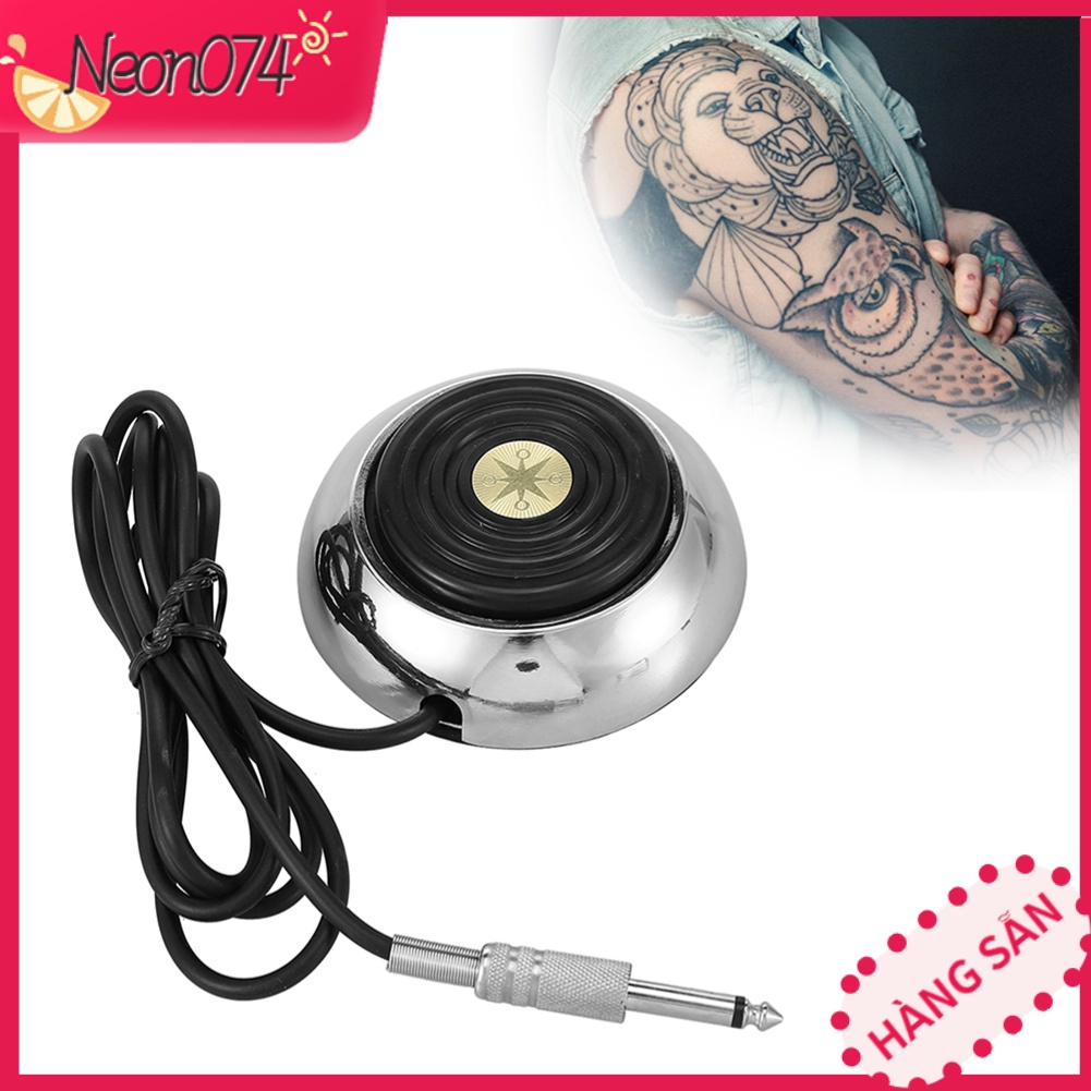Bàn đạp máy xăm hình tròn cao cấp - Tương thích mọi loại nguồn - bằng thép không gỉ Phụ kiện cung cấp điện Neon074