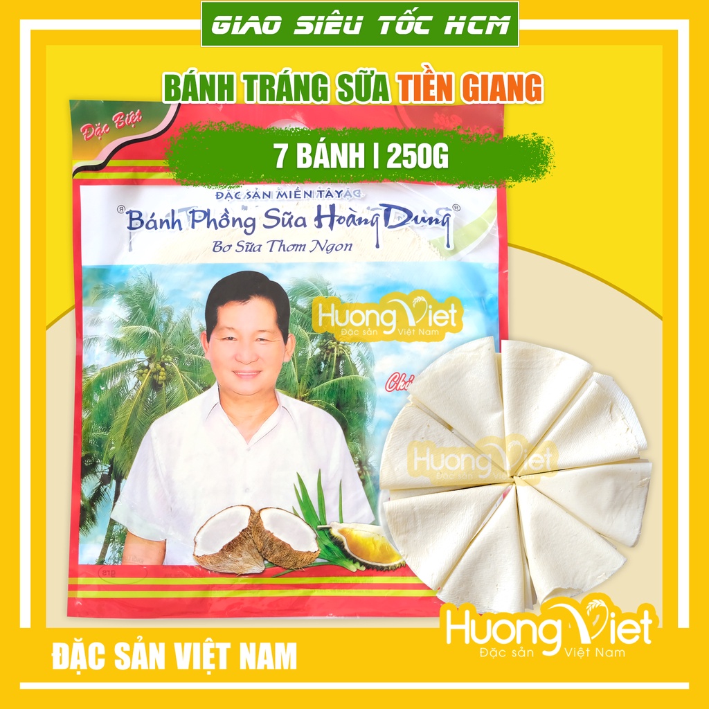 Bánh tráng sữa Hoàng Dung 250g, bánh tráng sữa sầu riêng đặc biệt, bánh phồng sữa miền tây [TÚI 7 BÁNH]