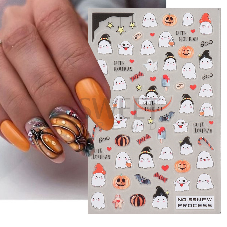 Miếng dán trang trí móng tay 3D STZPRONAIL họa tiết hoạt hình chủ đề Halloween sáng tạo