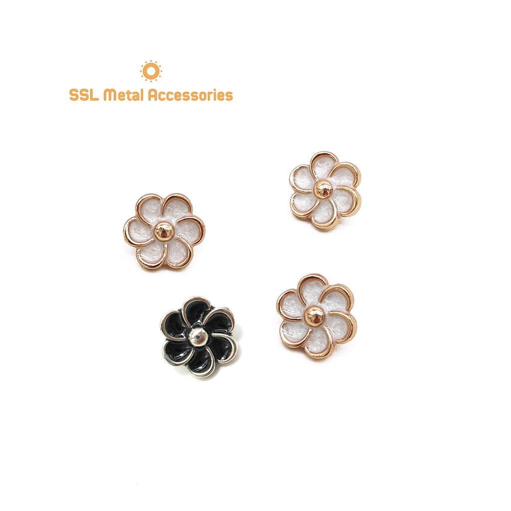 Set 10 Nút áo cúc áo kim loại bông hoa 6 cánh dành cho áo vest, áo khoác, váy đầm Alloy Button JL2-N22 12mm