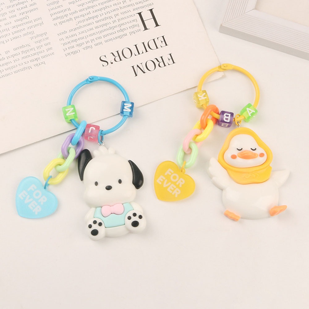 Móc Khóa Hình Thú Bông / Vịt Vàng / Chó Hoạt Hình Dễ Thương Trang Trí Xe Hơi
