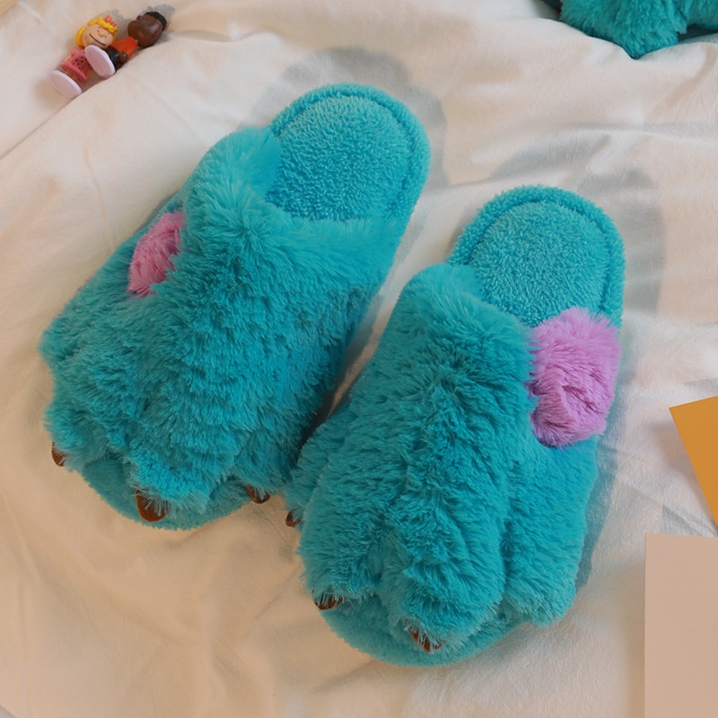 Dép Bông Hình Móng Vuốt Quái Vật Hoạt Hình Giữ Ấm Mùa Đông Cho Nam Nữ Size 36-46