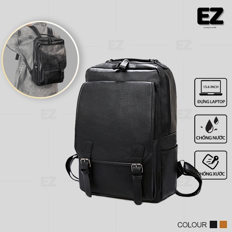 Balo da thời trang unisex BLD08 đựng vừa laptop 15.6 inch, Balo đi học da PU chống thấm nước cao cấp