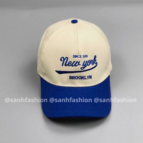 Mũ lưỡi trai phối màu thêu chữ NewYork Brooklyn Nón kết chất kaki cao cấp thời trang form unisex nam nữ_sanhfashion