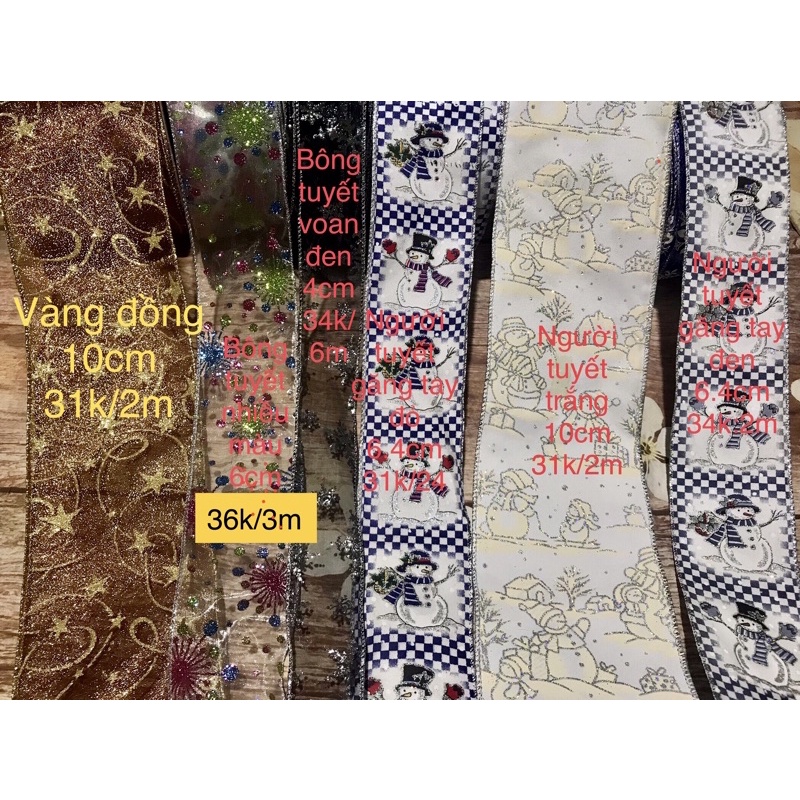 2m-5m ruy băng noel rộng từ 6cm đến 10cm