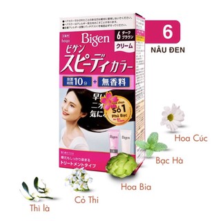 Kem Nhuộm Tóc Phủ Bạc Bigen Speedy Color Cream số 6 Nâu Đen (Nhật Bản - màu hồng)