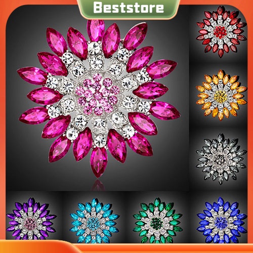 Ghim cài áo hình hoa đính đá thời trang cho nữ