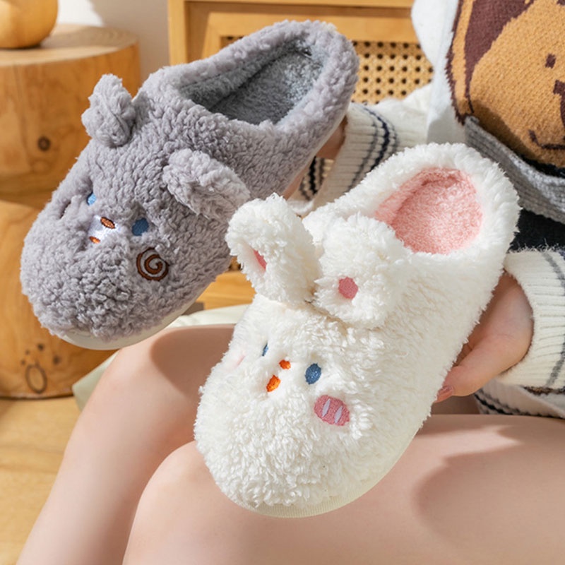 Dép Bông Đi Trong Nhà Hình Thỏ Dễ Thương Thời Trang Thu Đông Cho Nữ