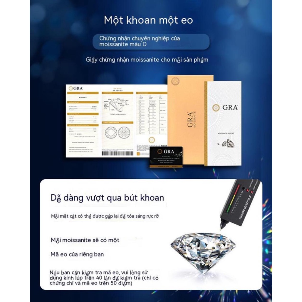 Kim Cương Nhân Tạo Moissanite  Đá nude Không bao giờ phai mờ màu xanh có thể vượt qua bút kim cương, phụ kiện đồ trang sức