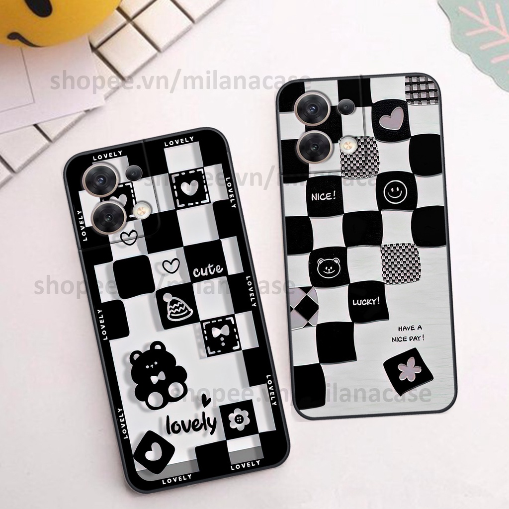 Ốp Oppo RENO 8 5G / RENO 8Z 5G / RENO 8 4G in hình caro trái tim siêu đẹp, siêu nét đầy phong cách cá tính