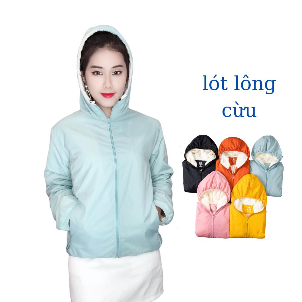 Áo khoác nữ lót lông cừu ấm áp mùa thu đông chống nước, bụi bẩn và gió lạnh giữ ấm cơ thể dihu