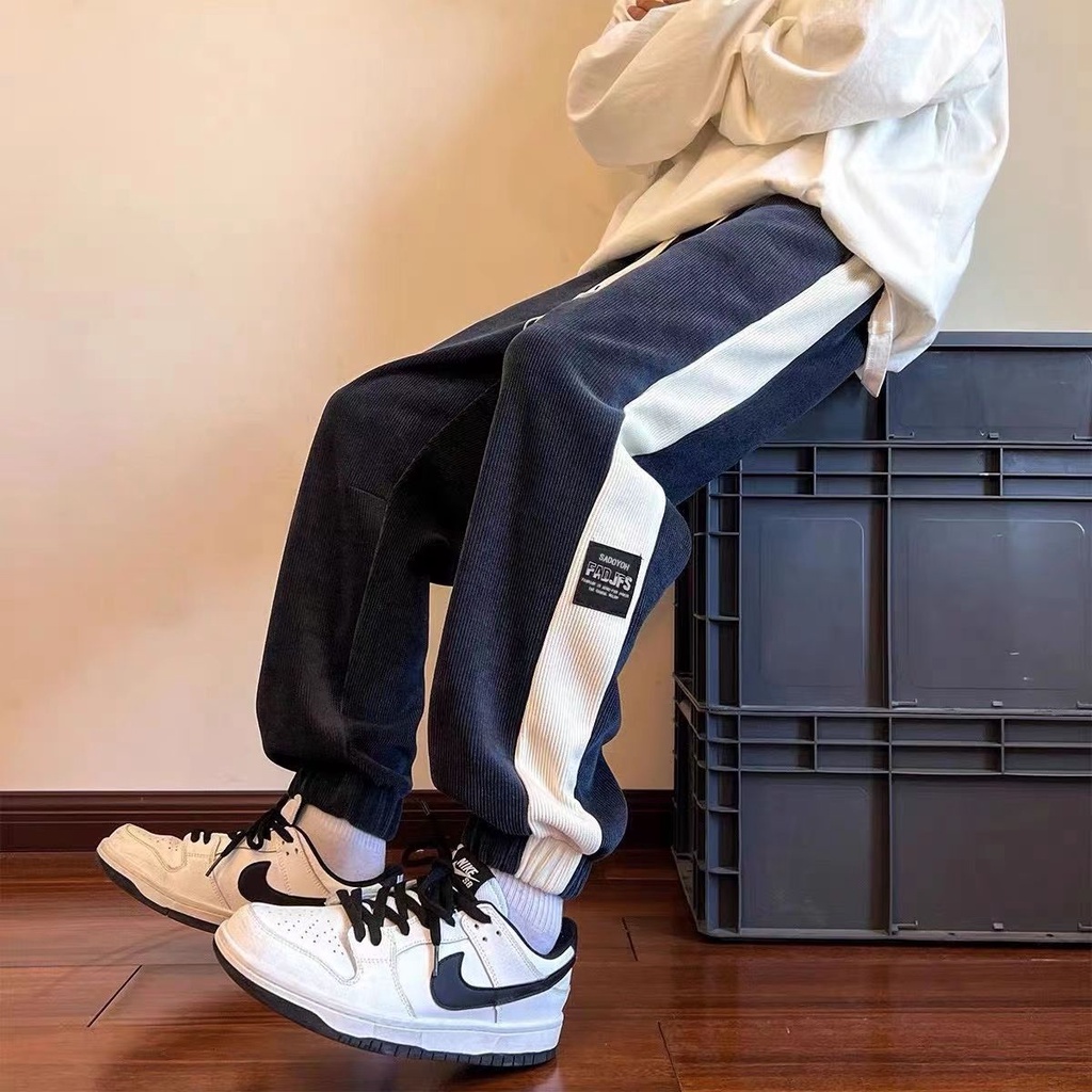 Seluar Quần Thể Thao Adidas dalam wanitaseluar kasual lelaki adidasSide Vải Nhung Kẻ Sọc Thời Trang Xuân Thu Cho Nam