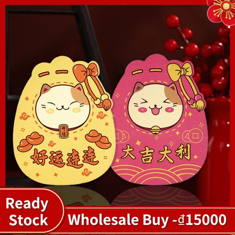 Set 6 Bao Lì Xì Đỏ Hình Thỏ Hoạt Hình Năm 2023