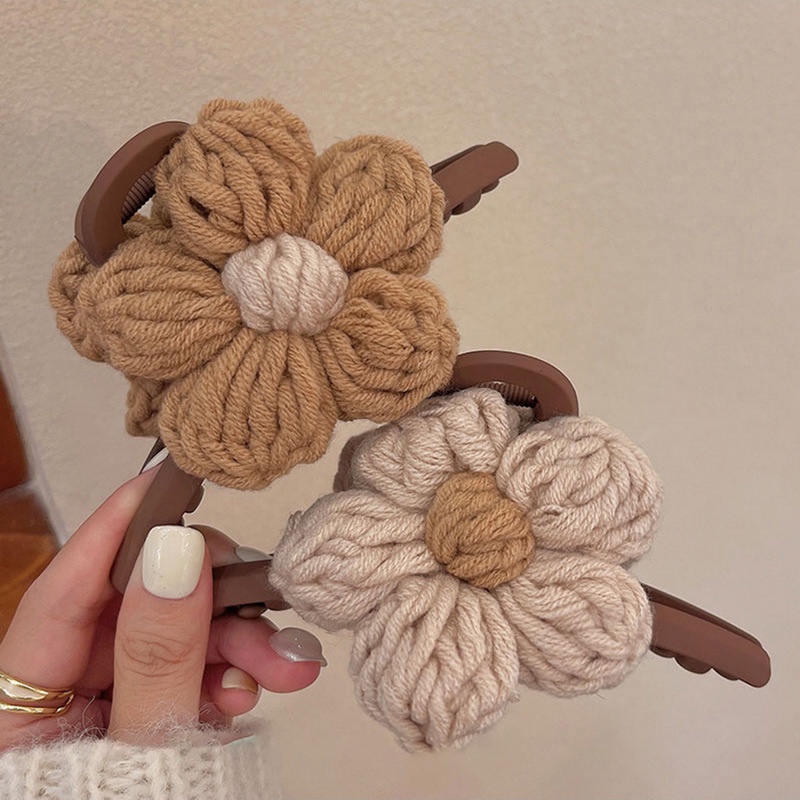 Kẹp Tóc Hình Hoa Bằng Lông Nhung Thời Trang Thu Đông Cho Nữ