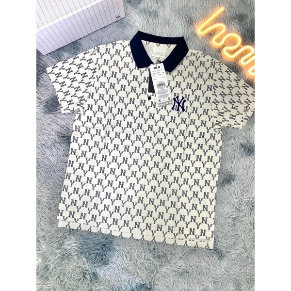 ÁO POLO MLB HOẠ TIẾT MONOGRAM NY CHÍNH HÃNG