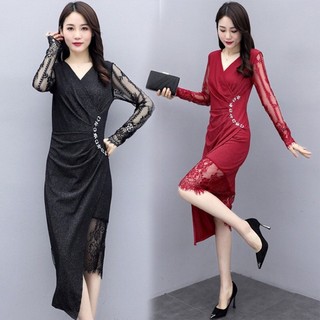 đầm thun kim tuyến body tay dài dự tiệc size M L Xl 2xl