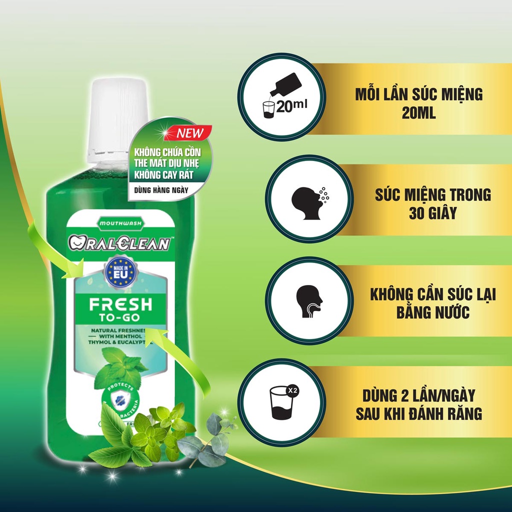 Bộ 3 Nước súc miệng OralClean FRESH TO-GO 300ml