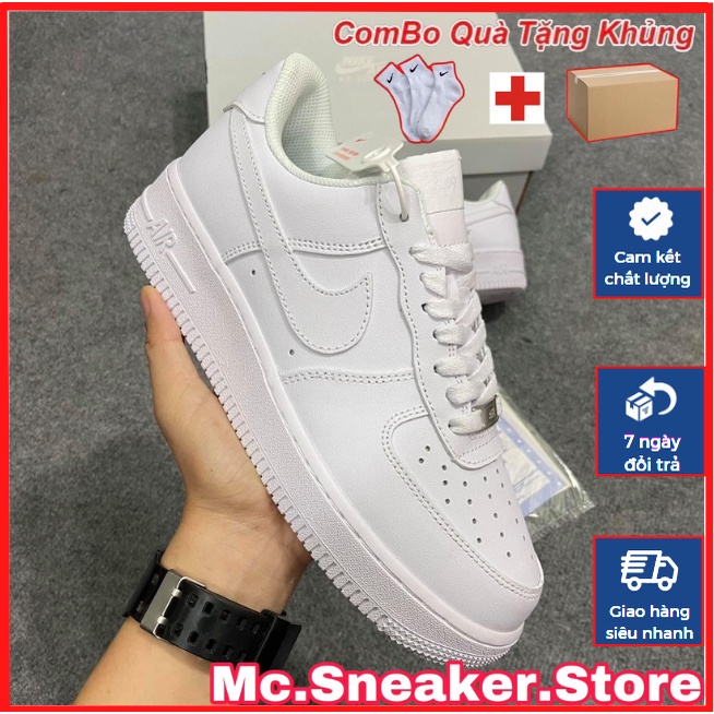 Giày_nik Air Force 1, Giày_nik trắng, AF1 trắng đế Ari chuẩn S.C Trung tặng Full Bill + Box