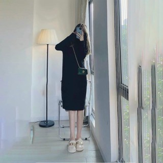 Đầm suông cổ lọ giữ nhiệt mùa thu đông đen nâu be dáng dài tay suông 3 màu VLS2710 [Tira Mama Design]