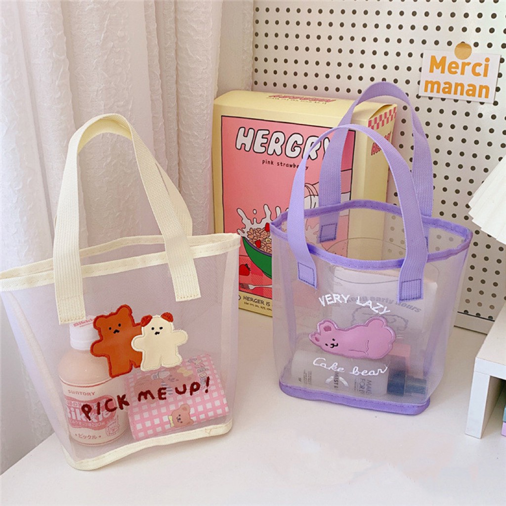 Túi Tote Túi Xách Vải Lưới Mesh Dáng Chữ V Phong Cách Dễ Thương